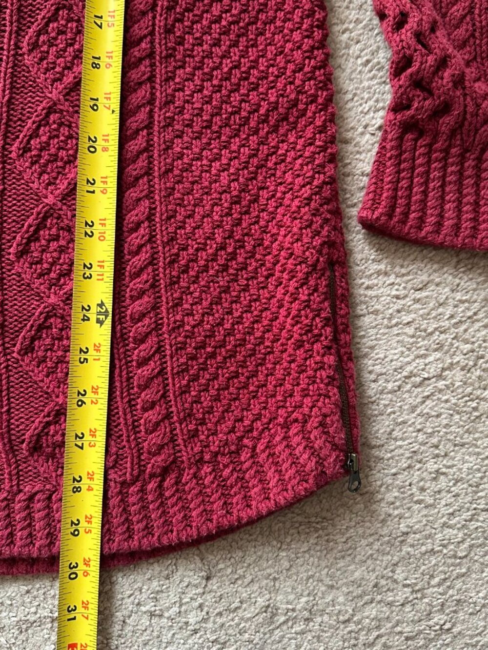 LL Bean Sweater Womens XL Signature Crewneck Chunky Cableknit Long Sleeve Red - Picture 8 of 12